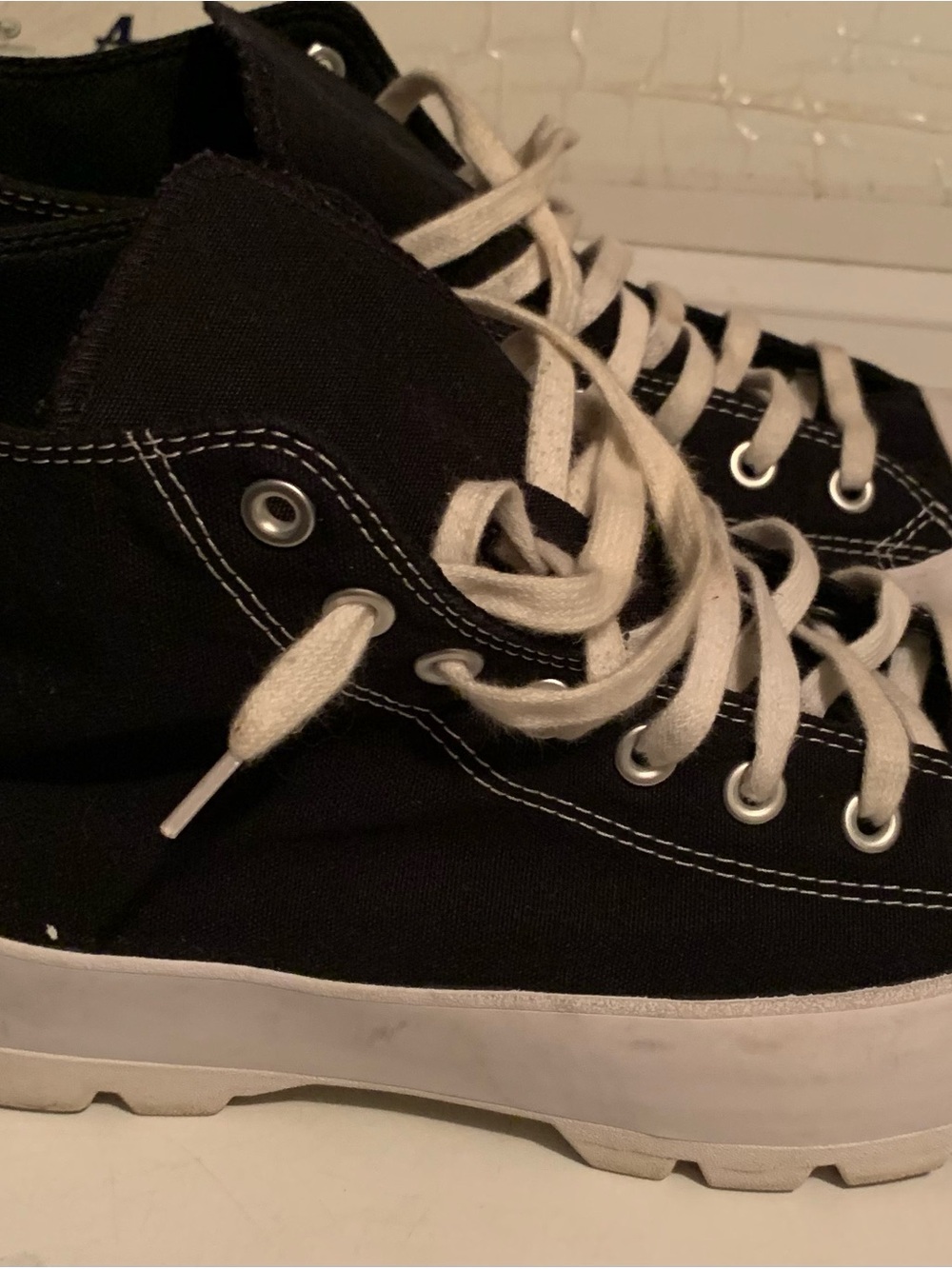 Converse Black Canvas High-Top Sneakers with White Laces